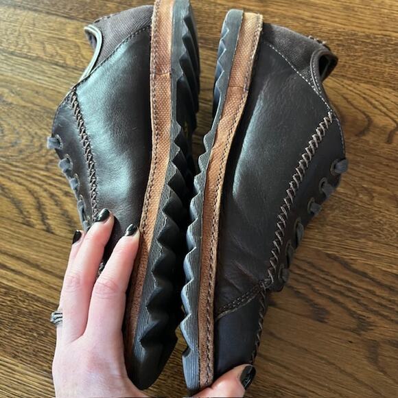 Dr Doc Martens Y2K Stitched Leather Canvas Shoe Mens 11 Brown Lace Up Bowling - Picture 7 of 9